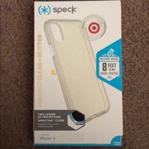 iPhone X case speck presidio clearwithgold glitter